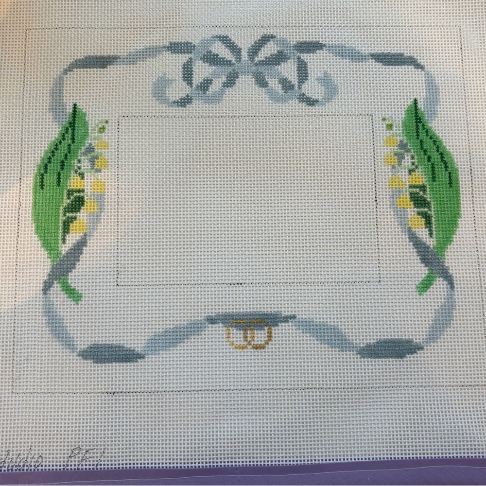 Lycette- wedding frame needlepoint canvas 13 mesh - comes with Silk and Ivory